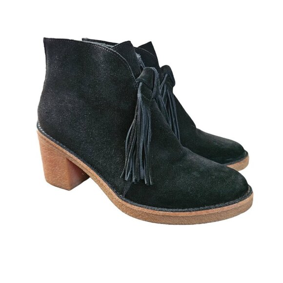 UGG Corin Black Suede Tassel Fringe Ankle Boot 6.5 1016642 - Picture 1 of 6